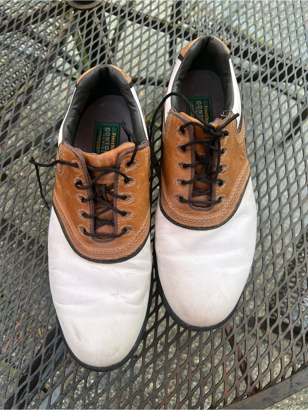 FootJoy Men’s Contour Series White and Brown Oxford Golf Shoes